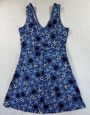 Title Nine Women's Small Blue Dream Maya Abstract Print V Neck Dress Athleisure